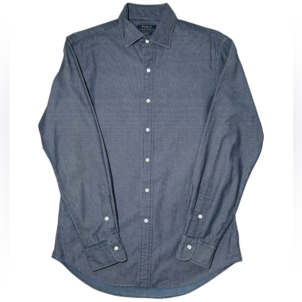 Ralph Lauren Men's Blue Dress Shirt Long Sleeve Button Up Cotton Size Medium